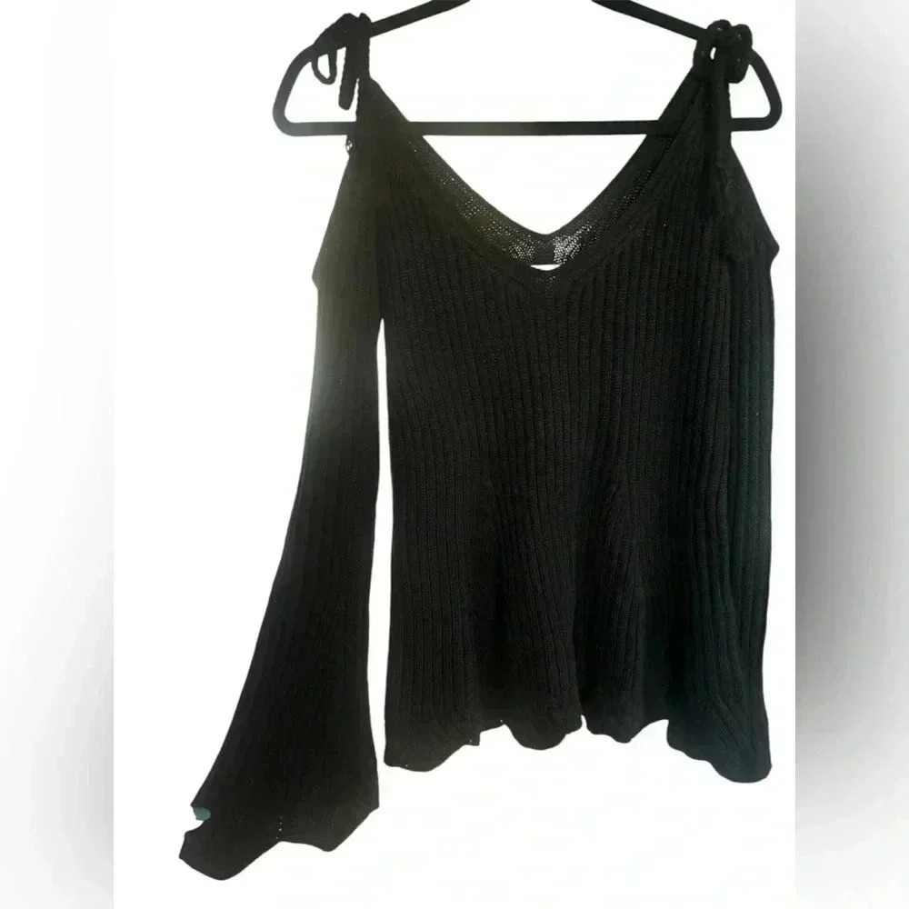 NWT American Rag Open Shoulder Bell Sleeve Knit Sweater